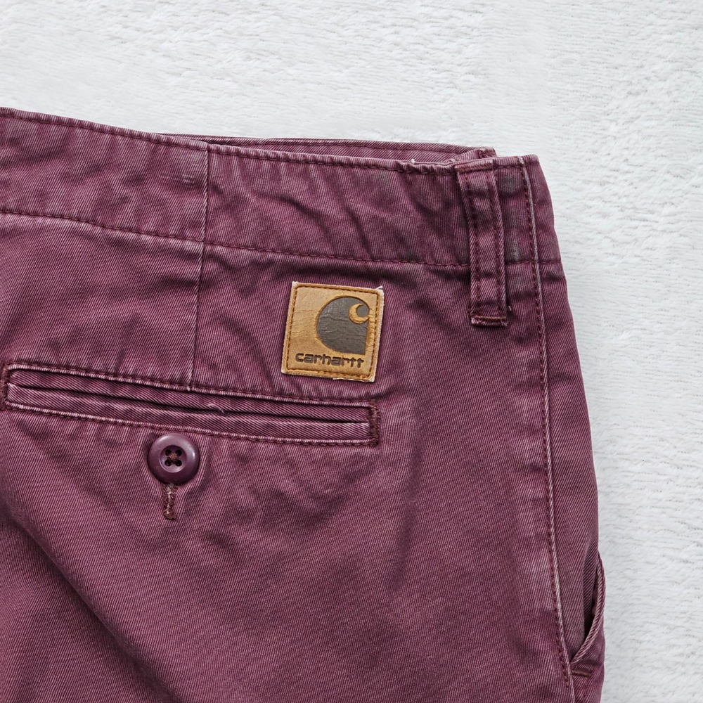 Carhartt WIP Club Pant Mens 30x31 Burgundy Cotton Chino Slim Straight Workwear - Picture 9 of 9